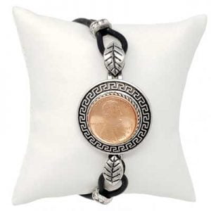 Grecian Leaf Leather Snap Bracelet