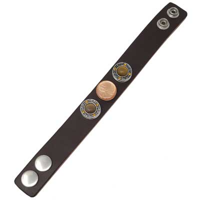 Amber Taupe Leather Snap Bracelet - Image 3