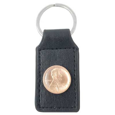 Black Leather Penny Key Ring