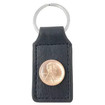 Black Leather Penny Key Ring