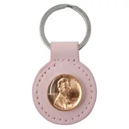 Pink Leather Penny Key Ring