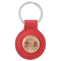 Red Leather Penny Key Ring