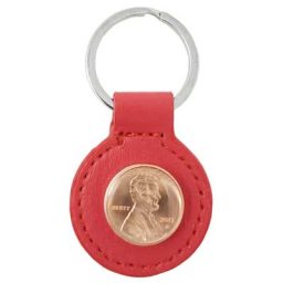 Red Leather Penny Key Ring