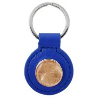 Blue Leather Penny Key Ring