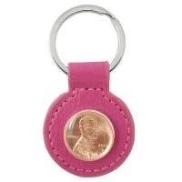 Fuchsia Leather Penny Key Ring