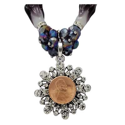 Purple Amethyst Beaded Silver-Tone SNAP Necklace and Earrings - Image 2