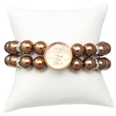Bronze Pearl Stretch Snap Bracelet