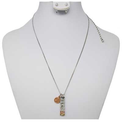 Hope Mini Penny Silver-Tone Necklace with Earrings
