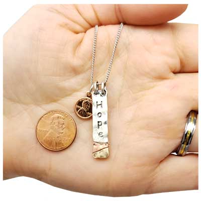 Hope Mini Penny Silver-Tone Necklace with Earrings - Image 3