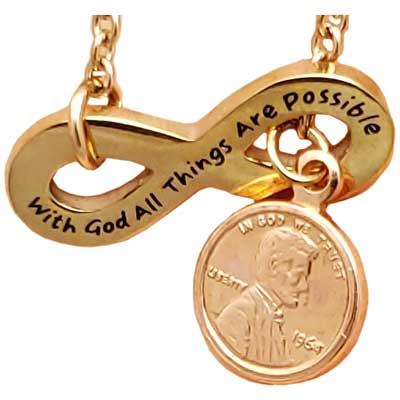 With God Mini Penny Rose Gold-Tone Infinity Necklace - Image 2