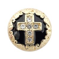 Gold-Tone Black Enamel Cross Treasure Snap