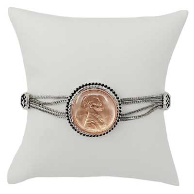 Silver Hexagonal Motif Snap Bracelet