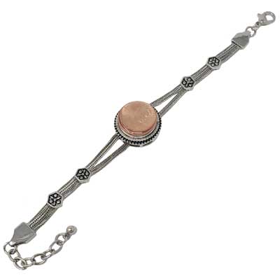 Silver Hexagonal Motif Snap Bracelet - Image 2