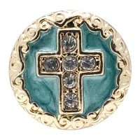 Gold-tone Turquoise Cross Treasure Snap