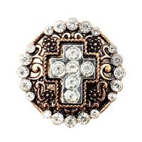 Crystal Encrusted Copper-Tone Cross Treasure Snap