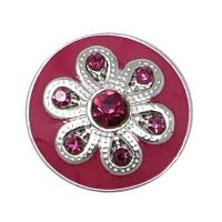Flowered Dark Pink Enamel Treasure Snap