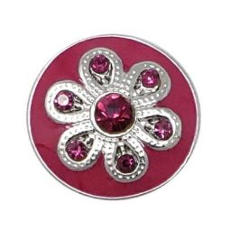 Flowered Dark Pink Enamel Treasure Snap