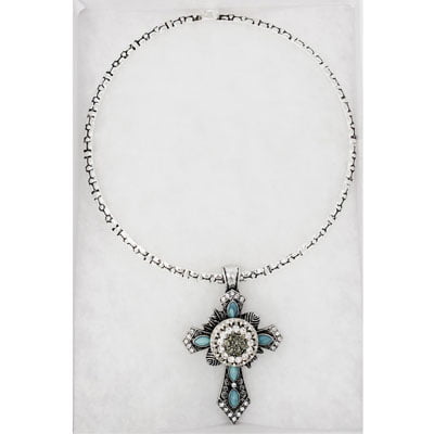 Ornate Cross Slider Pendant Snap Necklace - Image 4