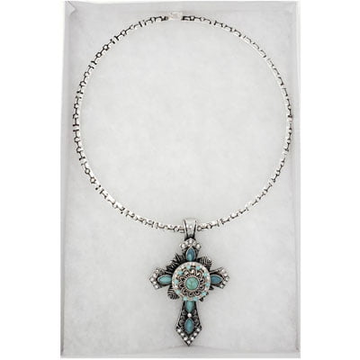 Ornate Cross Slider Pendant Snap Necklace - Image 3
