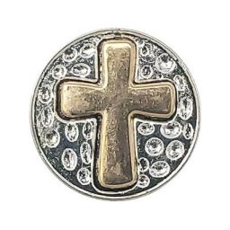 Hammered Silver and Gold Cross Treasure Snap