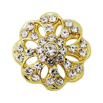 Crystal Loaded Gold-tone Flower Treasure Snap