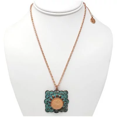 Copper Patina Rose Gold-Tone Penny Necklace