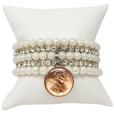 Pearl and Clear Crystal Snap Bracelet