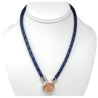 Dark Blue Faux Leather Magnetic SNAP Choker