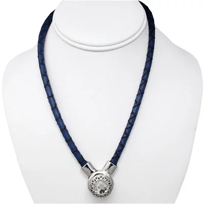 Dark Blue Faux Leather Magnetic SNAP Choker - Image 2