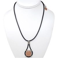 Flowered Pendant Faux Leather SNAP Necklace