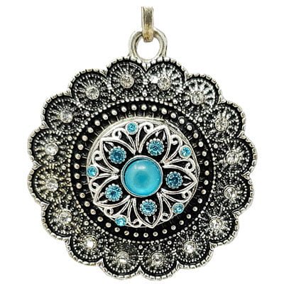 Lacy Turquoise SNAP Necklace and Earrings - Image 3