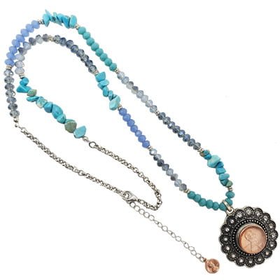 Lacy Turquoise SNAP Necklace and Earrings - Image 6