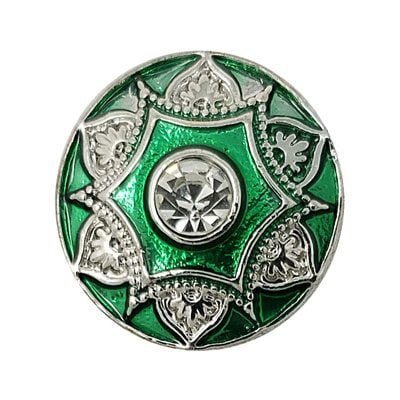 Crowned Metallic Green Enamel Treasure Snap